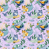 Meowing Mermaids Lavender Peel and Stick Wallpaper by NuWallpaper x PrintFresh - PFS6392