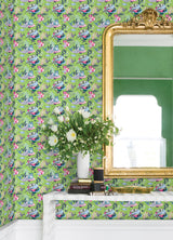 Meowing Mermaids Lime Green by NuWallpaper x PrintFresh Whimsical Underwater Cat Mermaid Novelty Peel and Stick Vinyl Wallpaper - PFS6394