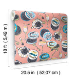 Champagne and Caviar Salmon Peel and Stick Wallpaper Eclectic Whimsical Novelty Food and Drink Pattern WallPops by NuWallpaper - PFS6558