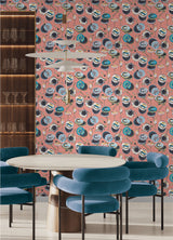 Champagne and Caviar Salmon Peel and Stick Wallpaper Eclectic Whimsical Novelty Food and Drink Pattern WallPops by NuWallpaper - PFS6558