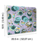 Champagne and Caviar Lavendar by NuWallpaper Peel and Stick Wallpaper - Eclectic Food and Drink Novelty Design, 20.5-in x 18-ft Roll - PFS6559