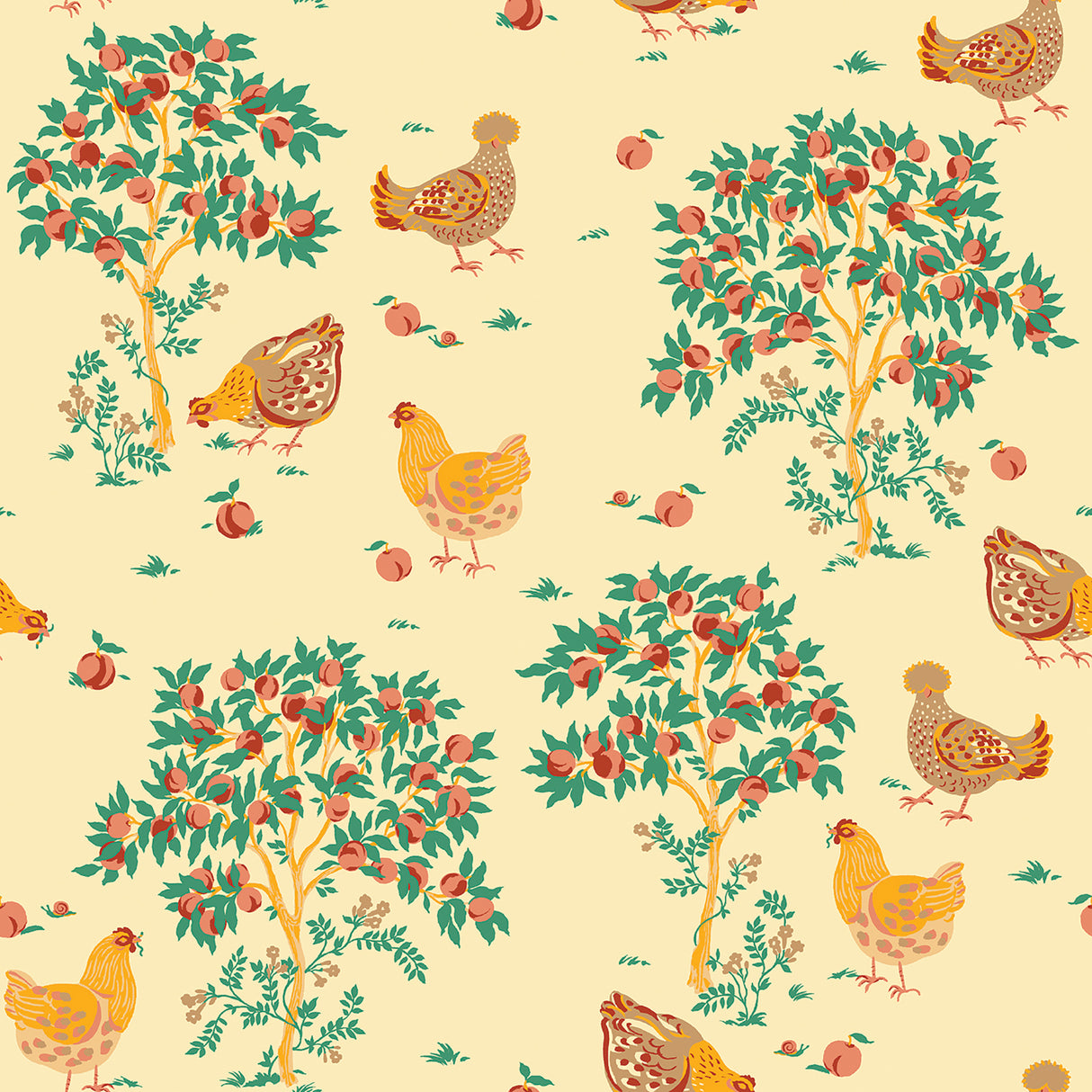 Hen House Butter Yellow Peel and Stick Wallpaper by NuWallpaper - PFS6560