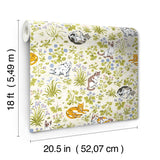 Must Love Cats Linen by NuWallpaper Eclectic Illustrated Cats and Colorful Botanical Garden Peel and Stick Wallpaper - PFS6568