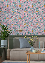 Must Love Cats Pink by NuWallpaper PrintFresh Eclectic Illustrated Feline and Colorful Botanical Garden Peel and Stick Wallpaper - PFS6569
