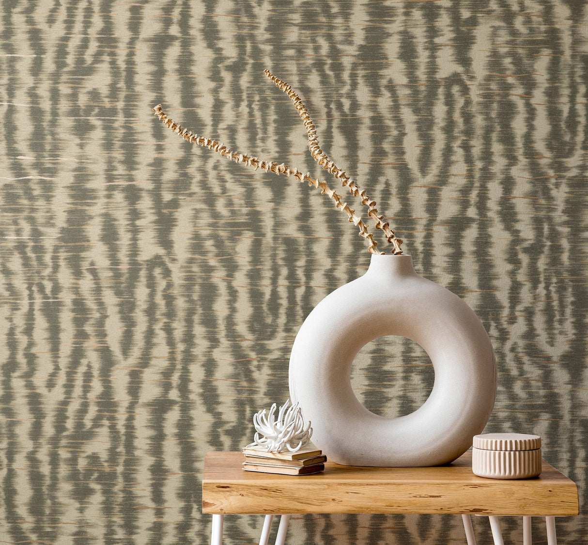 Hartmann Brown Stripe Texture Wallpaper with Abstract Modern Pattern - Fine Decor PK333443SAM
