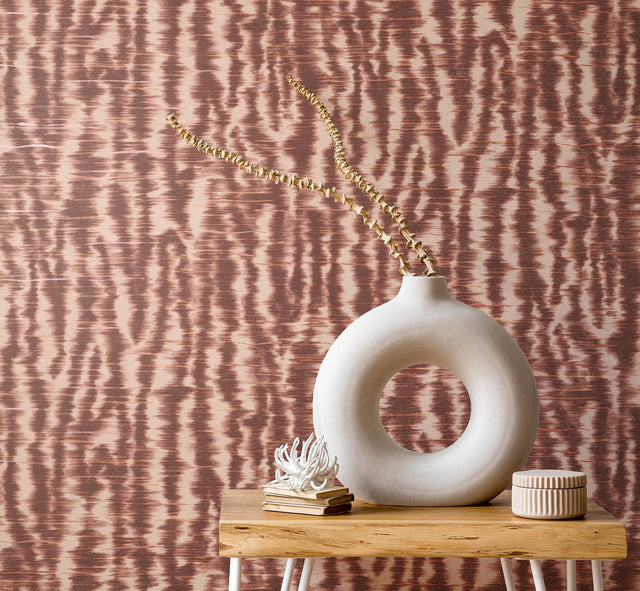 Hartmann Burgundy Stripe Texture Wallpaper with Abstract Modern Pattern - Fine Decor PK333444