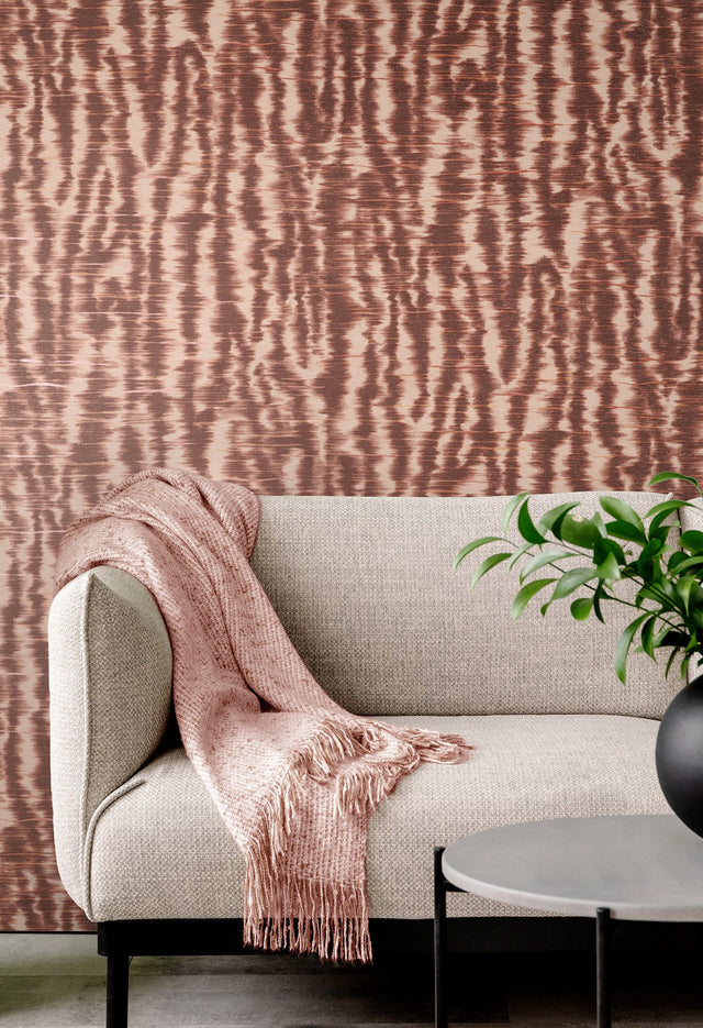 Hartmann Burgundy Stripe Texture Wallpaper with Abstract Modern Pattern - Fine Decor PK333444