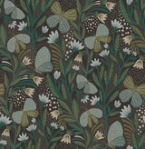 Papillon Flutter Chocolate Peel & Stick Wallpaper with Whimsical Botanical Butterflies - NuWallpaper PLS4202