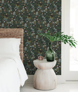 Papillon Flutter Chocolate Peel & Stick Wallpaper with Whimsical Botanical Butterflies - NuWallpaper PLS4202