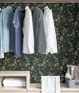 Papillon Flutter Chocolate Peel & Stick Wallpaper with Whimsical Botanical Butterflies - NuWallpaper PLS4202