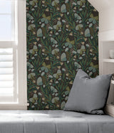 Papillon Flutter Chocolate Peel & Stick Wallpaper with Whimsical Botanical Butterflies - NuWallpaper PLS4202