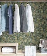 Papillon Flutter Sage Peel & Stick Wallpaper with Whimsical Botanical Leaves Pattern - PLS4204