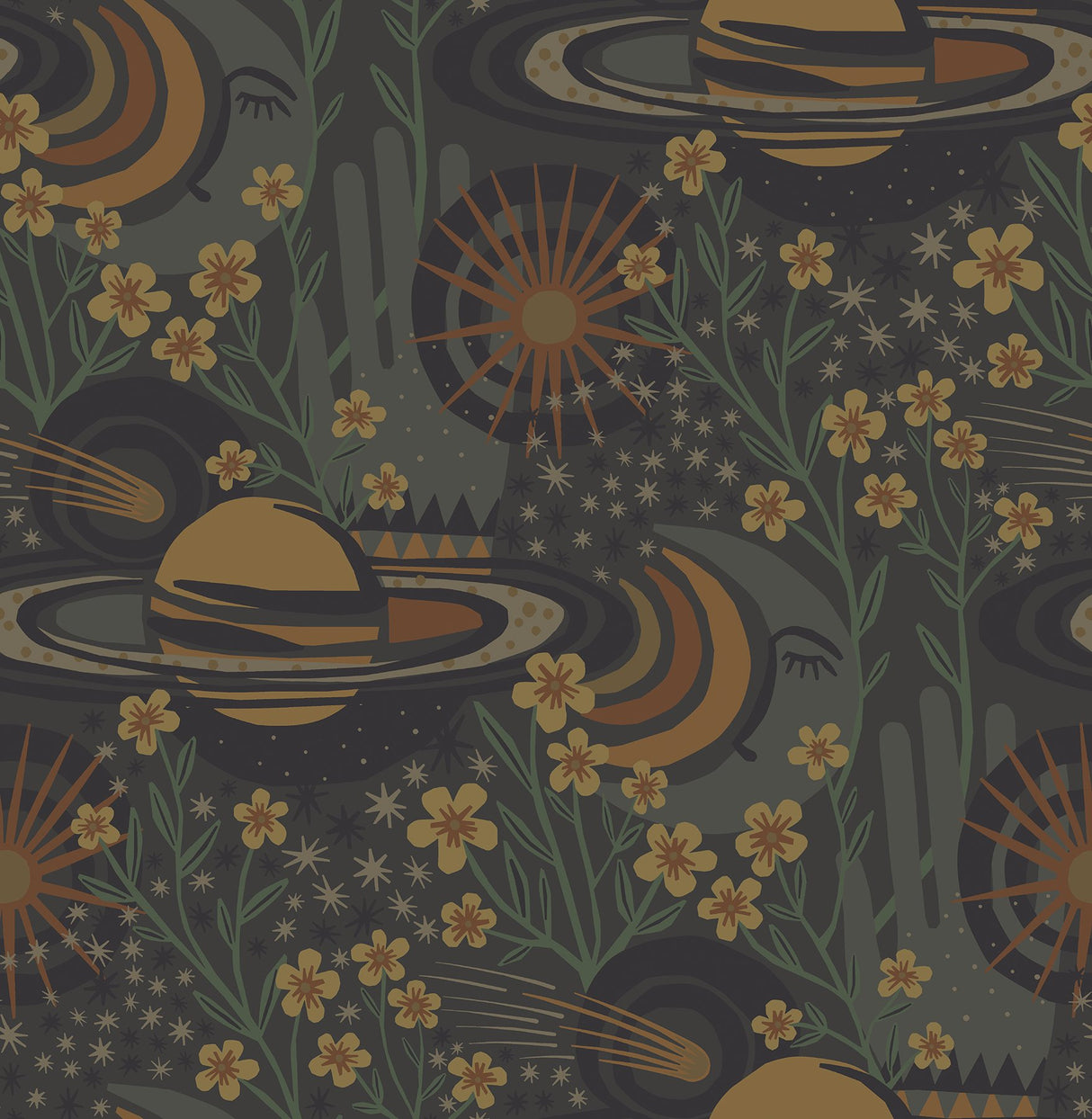 Ethereal Cosmos Smoke Peel & Stick Wallpaper with Bohemian Outer Space Motif - PLS4207