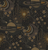 Ethereal Cosmos Black Peel & Stick Wallpaper with Bohemian Outer Space Stars Pattern - NuWallpaper PLS4210