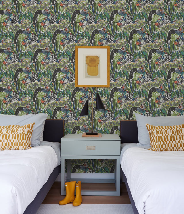 Poise Primary Peel & Stick Wallpaper with Exotic Animal Motif, Eclectic Novelty Pattern - NuWallpaper PLS4211