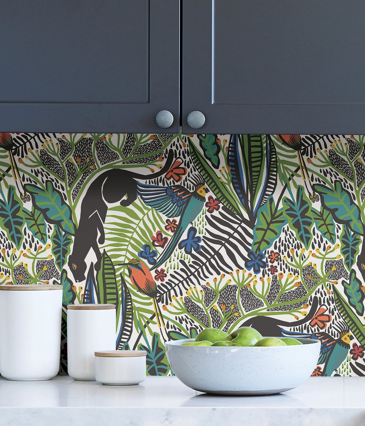 Poise Primary Peel & Stick Wallpaper with Exotic Animal Motif, Eclectic Novelty Pattern - NuWallpaper PLS4211