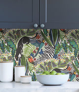 Poise Primary Peel & Stick Wallpaper with Exotic Animal Motif, Eclectic Novelty Pattern - NuWallpaper PLS4211