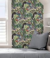 Poise Primary Peel & Stick Wallpaper with Exotic Animal Motif, Eclectic Novelty Pattern - NuWallpaper PLS4211