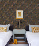 Poise Gold Cranberry Peel & Stick Wallpaper with Exotic Animal Motif - NuWallpaper PLS4212