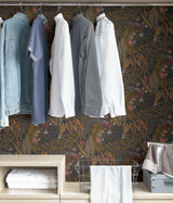 Poise Gold Cranberry Peel & Stick Wallpaper with Exotic Animal Motif - NuWallpaper PLS4212