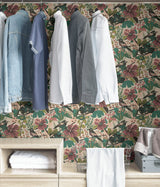 Jaybird Teal Pink Peel & Stick Wallpaper with Bohemian Birds & Floral Pattern - Brewster PLS4216