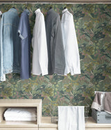 Jaybird Sage Peel & Stick Wallpaper with Floral Bird Pattern - Brewster PLS4217