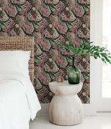 Cat Nap Plum Peel & Stick Wallpaper with Pink Cheetah Motif - PLS4218