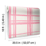 Plaid Think Pink Geometric Peel & Stick Wallpaper with Modern Graphic Plaid Pattern - NuWallpaper PP4706