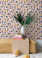 Stay Wild Multi by InHome Vibrant Colorful Leopard Animal Print Peel and Stick Wallpaper for Walls, WallPops Collection - PPS4763