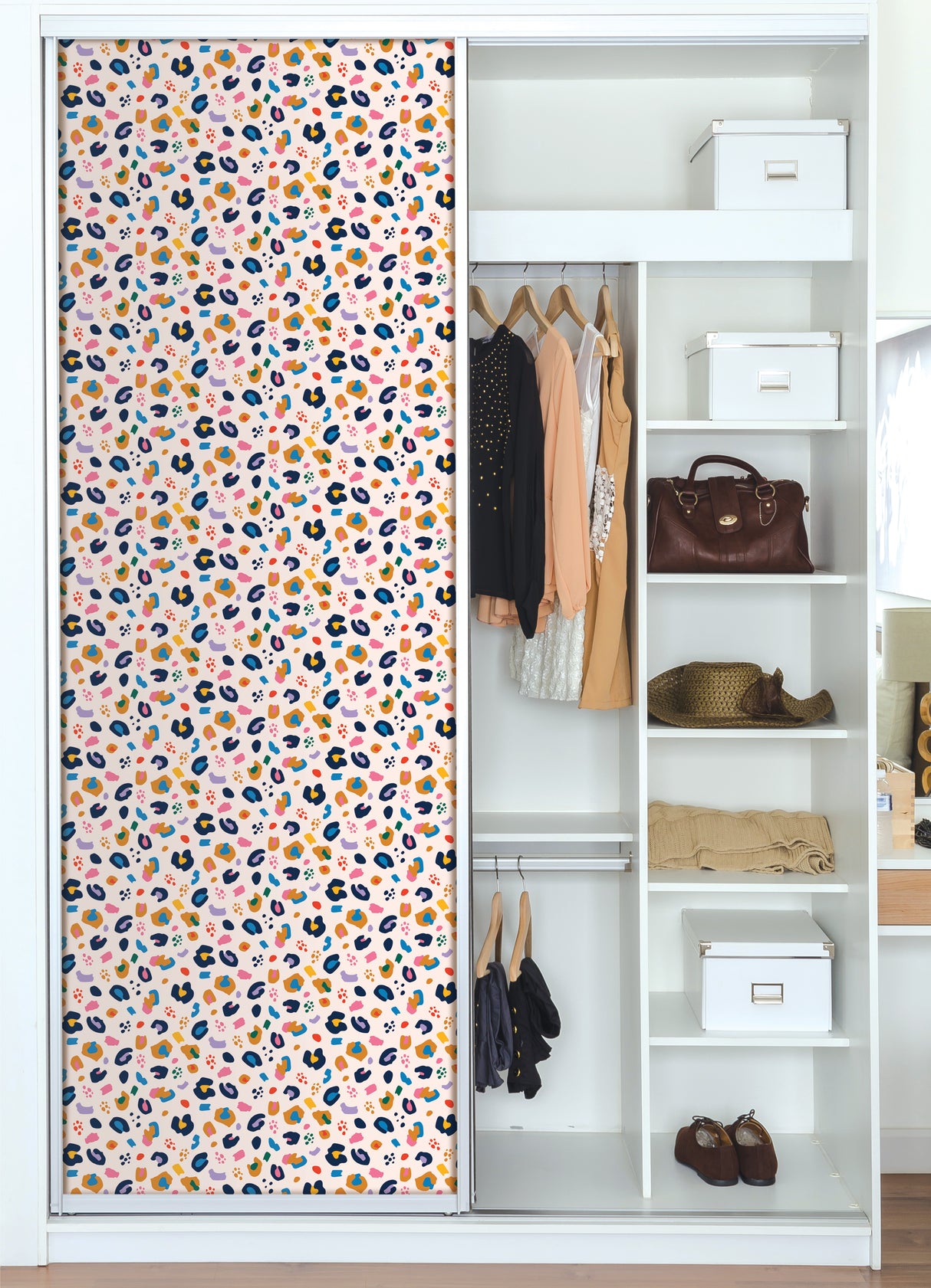 Stay Wild Multi by InHome Vibrant Colorful Leopard Animal Print Peel and Stick Wallpaper for Walls, WallPops Collection - PPS4763