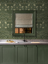 Stenciled Floral Evergreen by Prepasted Online Vintage Floral Wallpaper – Seabrook Designs PR10204
