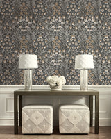 Tulip Garden Wrought Iron & Chamois by Prepasted Online Vintage Floral Wallpaper – Seabrook Designs PR10405