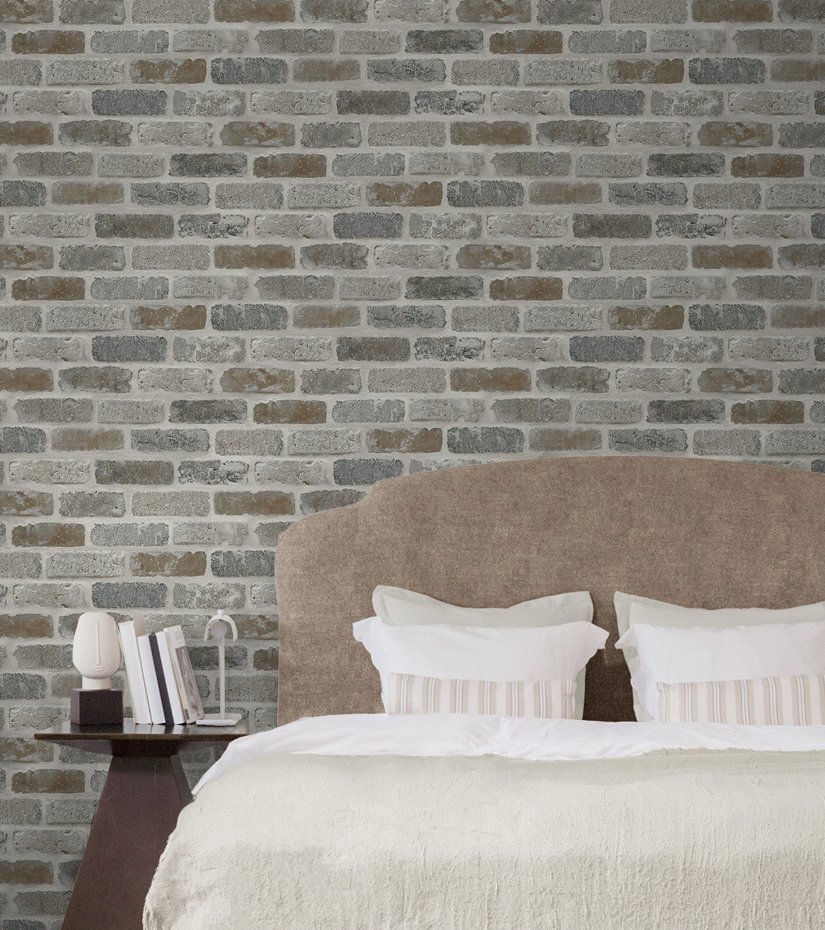 Washed Faux Brick Grey by Prepasted Online Faux Brick Wallpaper – Seabrook Designs PR10500