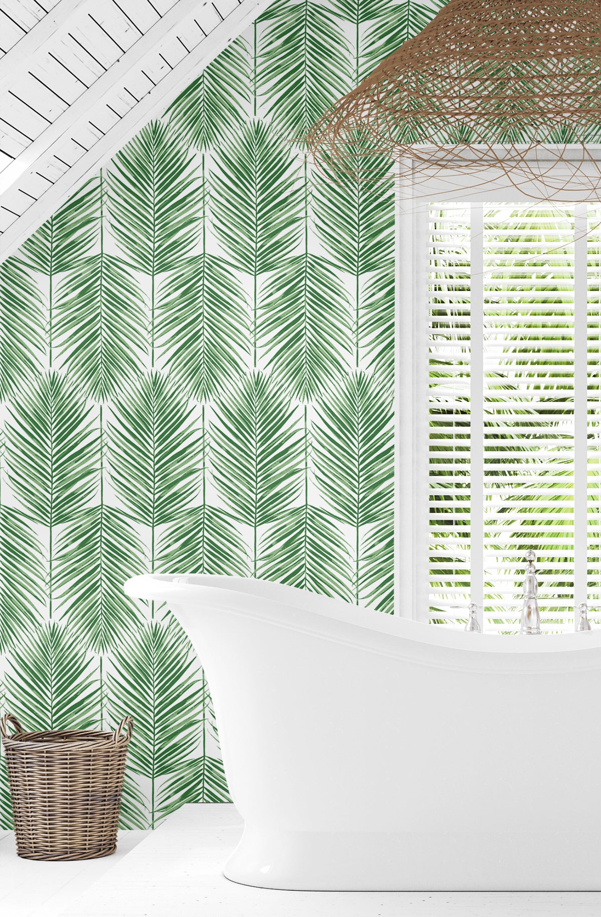 Paradise Palm Greens by Prepasted Online Botanical Wallpaper – Seabrook Designs PR10704