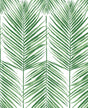 Green palm frond botanical wallpaper pattern on a white background