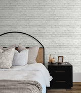 Industrial Faux Brick Off-White by Prepasted Online Faux Brick Wallpaper – Seabrook Designs PR10800