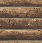 Walnut faux log cabin log wall wallpaper with realistic wood texture