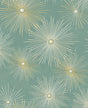 Teal wallpaper with metallic gold starburst geometric pattern