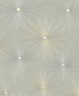 Metallic mid-century starburst geometric wallpaper in Smoke grey
