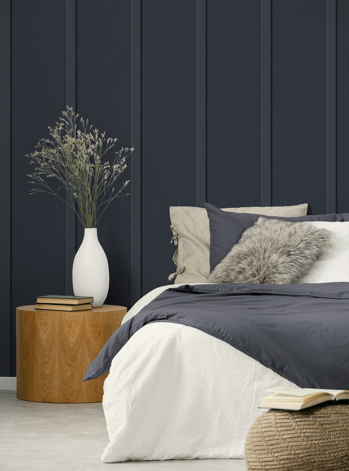 Faux Board and Batten Dark Blue by Prepasted Online Board & Batten Wallpaper – Seabrook Designs PR11202