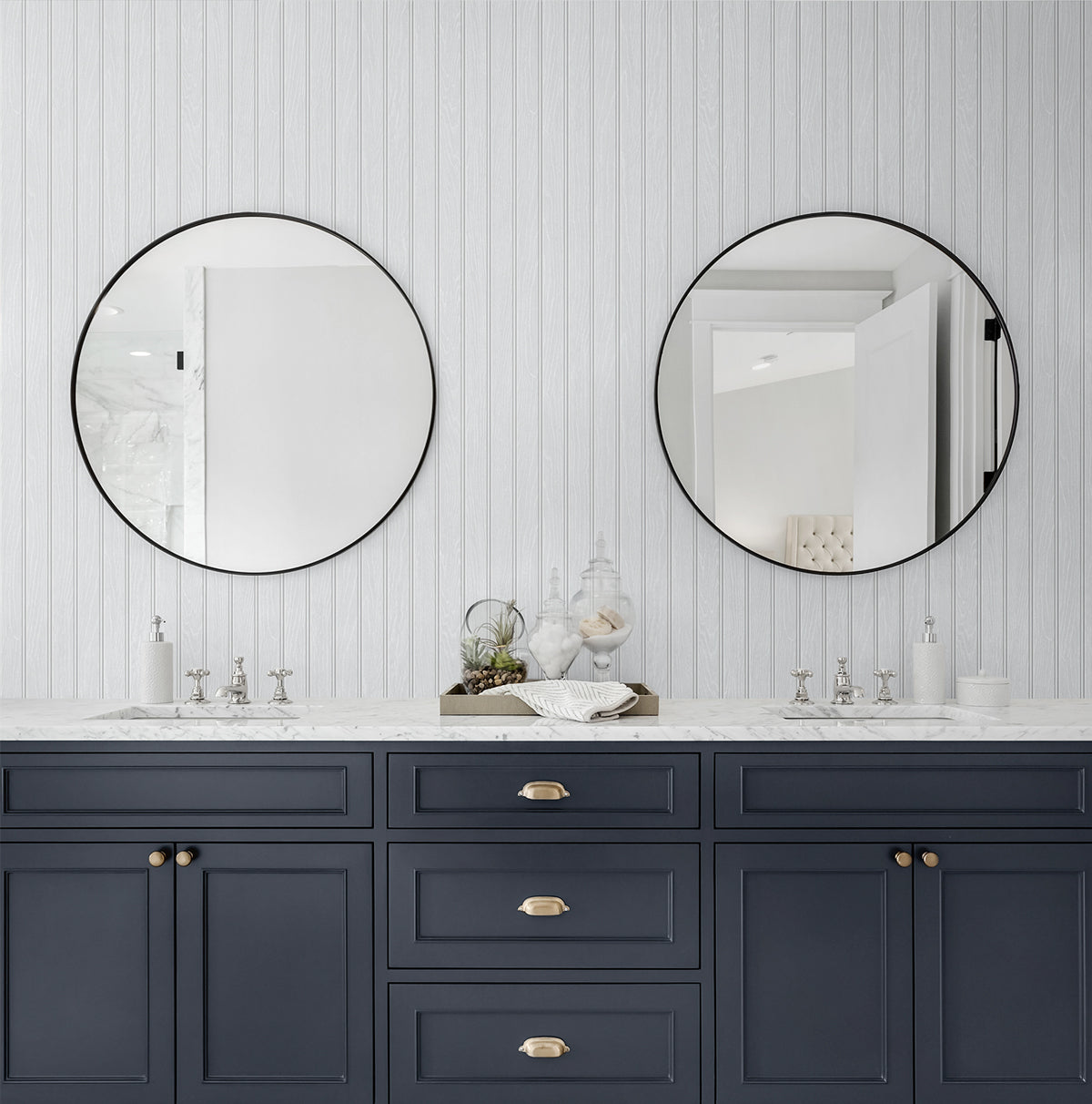 Faux Beadboard Pearl Grey by Prepasted Online Beadboard Wood Texture Wallpaper – Seabrook Designs PR11800