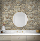 Faux Stone Wall Toffee & Ivory by Prepasted Online Prepasted Faux Stone Wallpaper – Seabrook Designs PR12006