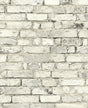 Antique plaster off-white faux brick wallpaper with distressed masonry texture