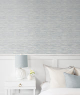 Southport Dove Grey & Bluestone by Seabrook Designs Faux Grasscloth Prepasted Wallpaper – Seabrook Designs PR12308