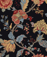 Lana Jacobean ebony traditional floral wallpaper pattern by Seabrook Designs