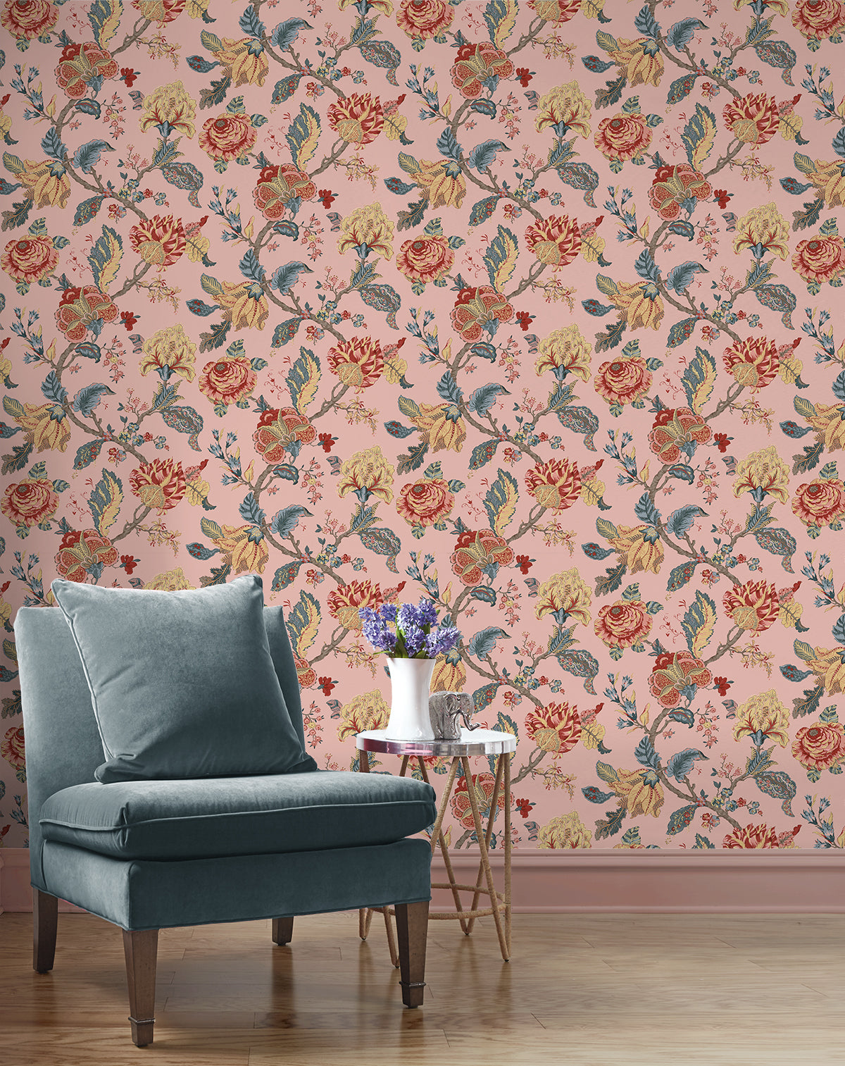 Lana Jacobean Blush by Prepasted Online Floral Wallpaper – Seabrook Designs PR12501