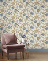 Lana Jacobean Parchment by Prepasted Online Matte Traditional Floral Wallpaper – Seabrook Designs PR12505