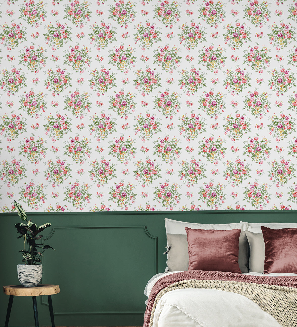 Floral Bouquet Watermelon & Buttercup by Seabrook Designs Prepasted Floral Wallpaper – Seabrook Designs PR12601