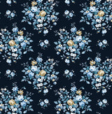 Floral Bouquet wallpaper in Midnight Blue & Toffee with scattered floral bouquets