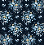 Floral Bouquet wallpaper in Midnight Blue & Toffee with scattered floral bouquets
